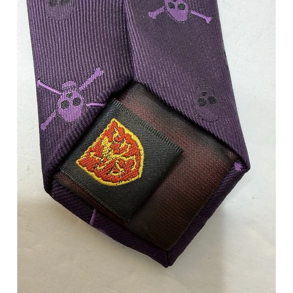 English Laundry Skull Purple Silk Tie‎ Skull Bones Pattern Preppy Grunge Party